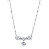 Alamode Rhodium Brass Necklace with AAA Grade CZ in Clear - Alamode - Flyclothing LLC