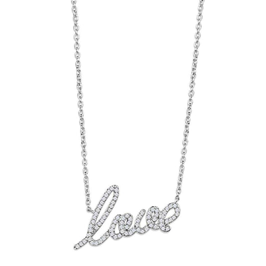Alamode Rhodium Brass Necklace with AAA Grade CZ in Clear - Alamode - Flyclothing LLC