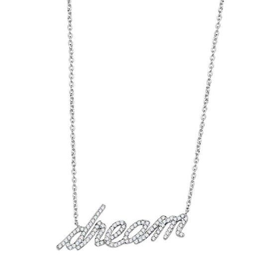 Alamode Rhodium Brass Necklace with AAA Grade CZ in Clear - Alamode - Flyclothing LLC