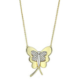 Alamode Gold+Rhodium Brass Necklace with AAA Grade CZ in Clear - Alamode - Flyclothing LLC