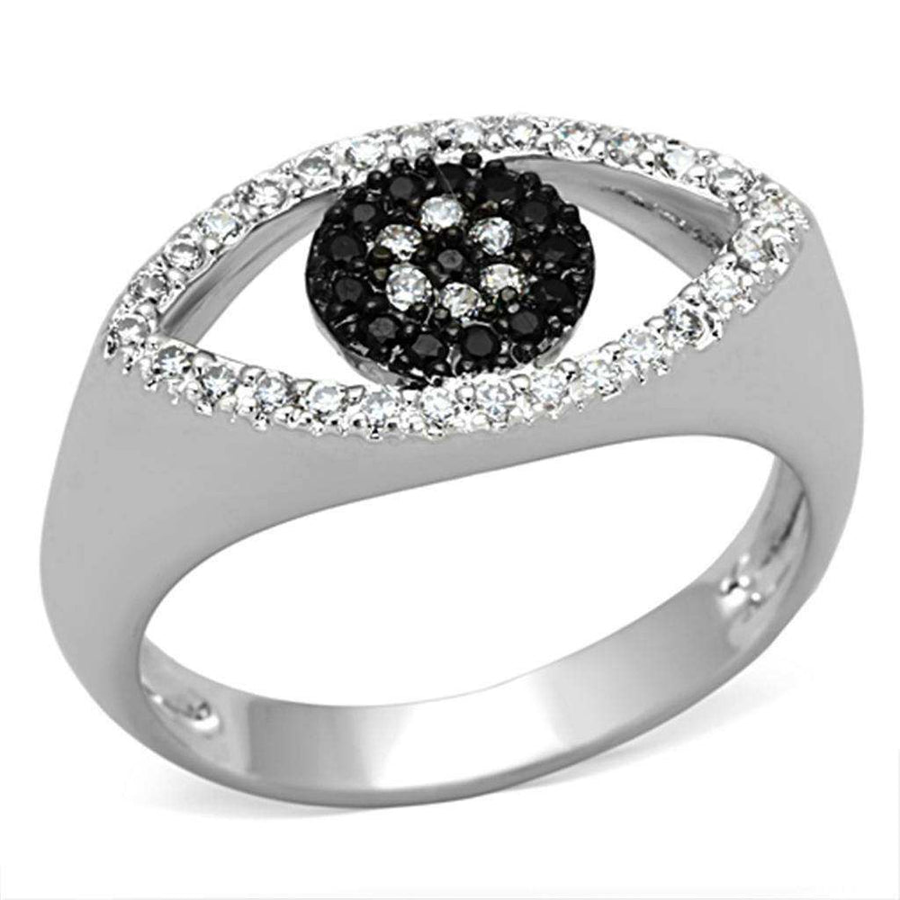 Alamode Rhodium + Ruthenium Brass Ring with AAA Grade CZ in Black Diamond - Alamode - Flyclothing LLC