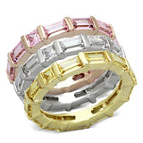 Alamode Tricolor Brass Ring with AAA Grade CZ in Multi Color - Alamode - Flyclothing LLC