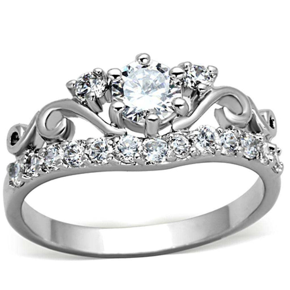 Alamode Rhodium Brass Ring with Top Grade Crystal in Clear - Alamode - Flyclothing LLC