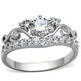 Alamode Rhodium Brass Ring with Top Grade Crystal in Clear - Alamode - Flyclothing LLC