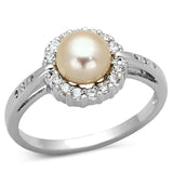 Alamode Rhodium Brass Ring with Synthetic Pearl in White - Alamode - Flyclothing LLC