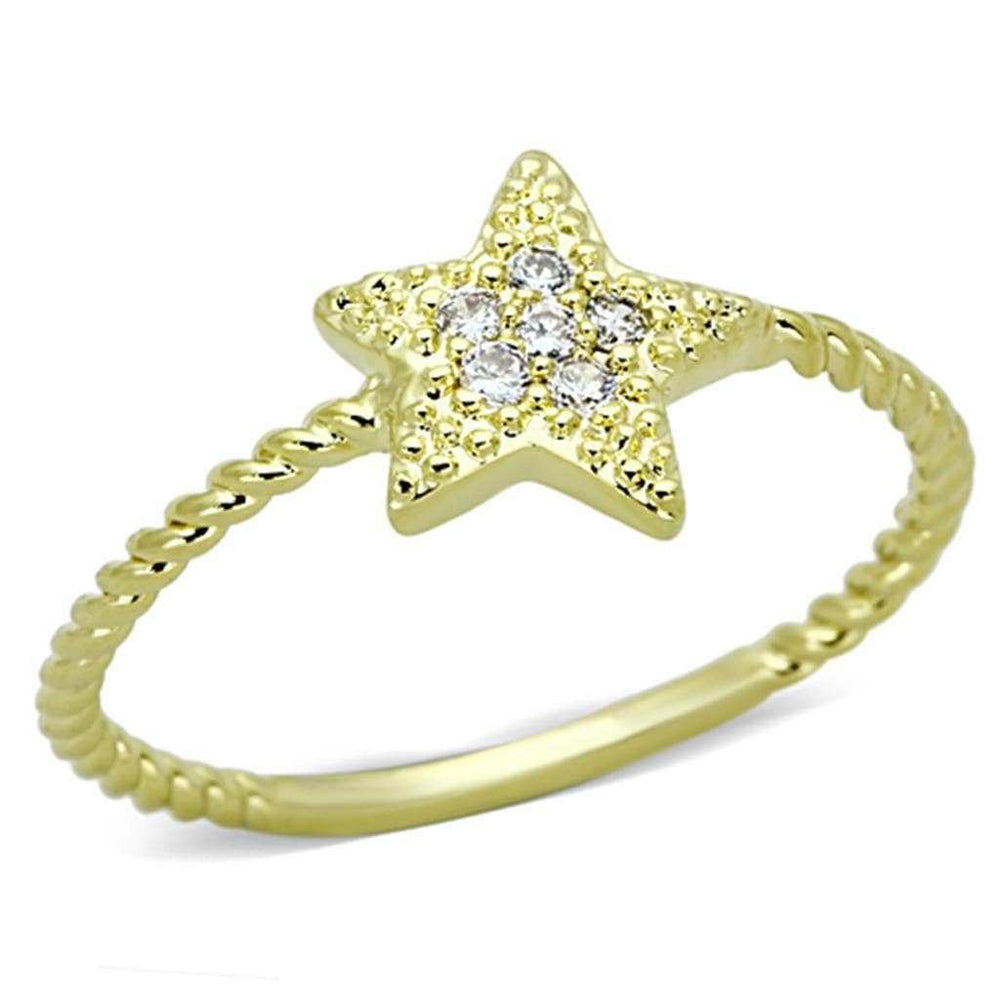 Alamode Gold Brass Ring with AAA Grade CZ in Clear - Alamode - Flyclothing LLC