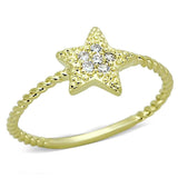 Alamode Gold Brass Ring with AAA Grade CZ in Clear - Alamode - Flyclothing LLC