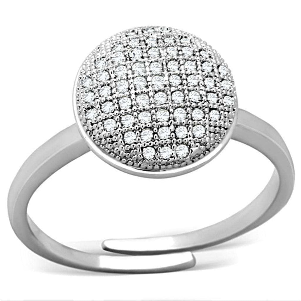 Alamode Rhodium Brass Ring with AAA Grade CZ in Clear - Alamode - Flyclothing LLC