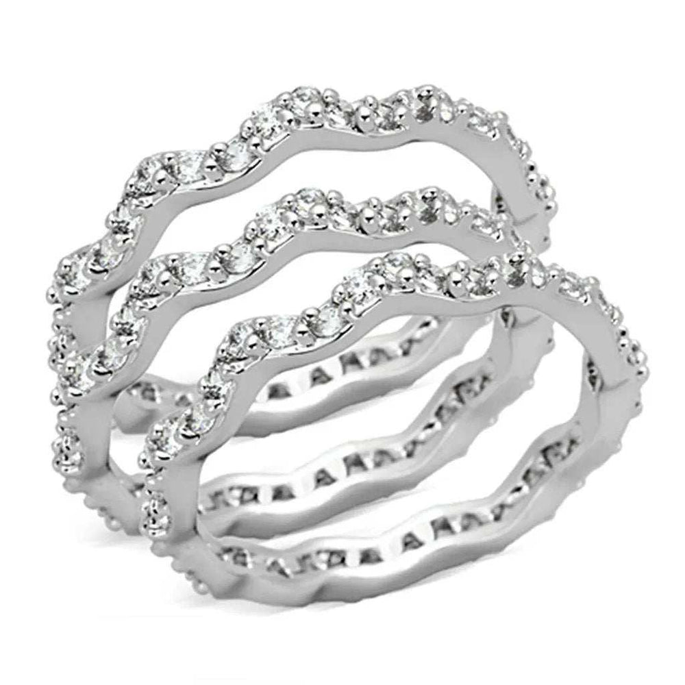 Alamode Rhodium Brass Ring with AAA Grade CZ in Clear - Alamode - Flyclothing LLC