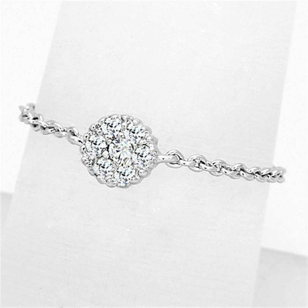 Alamode Rhodium Brass Ring with AAA Grade CZ in Clear - Alamode - Flyclothing LLC