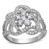 Alamode Rhodium Brass Ring with AAA Grade CZ in Clear - Alamode - Flyclothing LLC