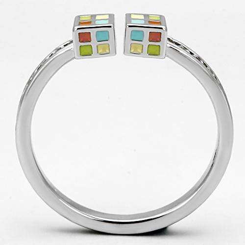 Alamode Rhodium Brass Ring with AAA Grade CZ in Clear - Alamode - Flyclothing LLC