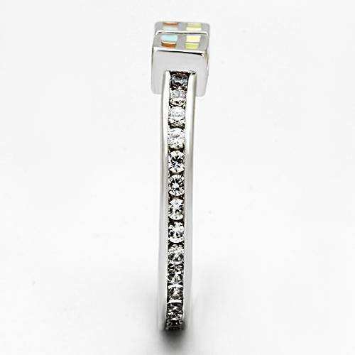 Alamode Rhodium Brass Ring with AAA Grade CZ in Clear - Alamode - Flyclothing LLC