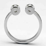 Alamode Rhodium Brass Ring with Top Grade Crystal in Clear - Alamode - Flyclothing LLC