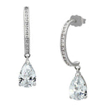 Alamode Rhodium Brass Earrings with AAA Grade CZ in Clear - Alamode - Flyclothing LLC