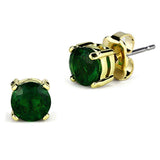 Alamode Gold Brass Earrings with Synthetic Synthetic Glass in Emerald - Alamode - Flyclothing LLC