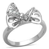Alamode Rhodium Brass Ring with AAA Grade CZ in Clear - Alamode - Flyclothing LLC