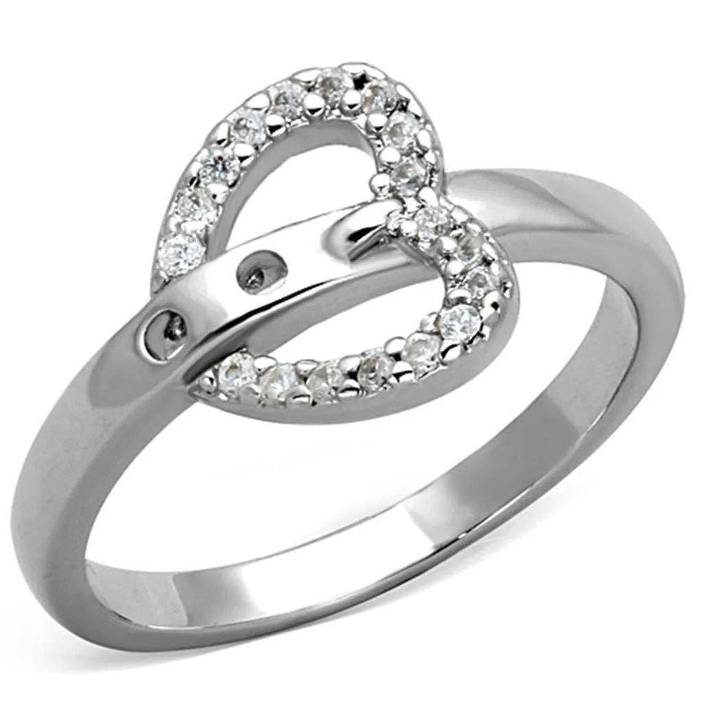 Alamode Rhodium Brass Ring with AAA Grade CZ in Clear - Alamode - Flyclothing LLC