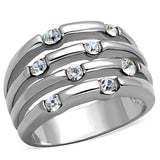 Alamode Rhodium Brass Ring with Top Grade Crystal in Clear - Alamode - Flyclothing LLC