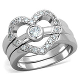 Alamode Rhodium Brass Ring with AAA Grade CZ in Clear - Alamode - Flyclothing LLC