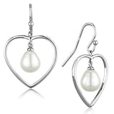 Alamode Rhodium Brass Earrings with Semi-Precious Pearl in White - Alamode - Flyclothing LLC