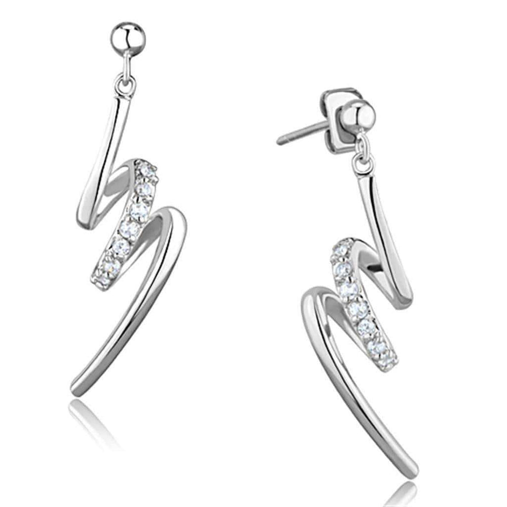 Alamode Rhodium Brass Earrings with AAA Grade CZ in Clear - Alamode - Flyclothing LLC
