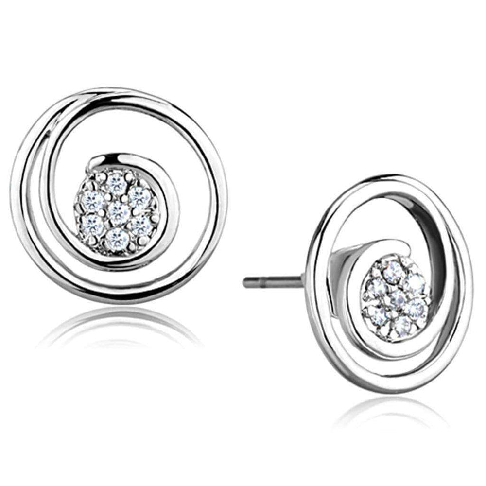 Alamode Rhodium Brass Earrings with AAA Grade CZ in Clear - Alamode - Flyclothing LLC