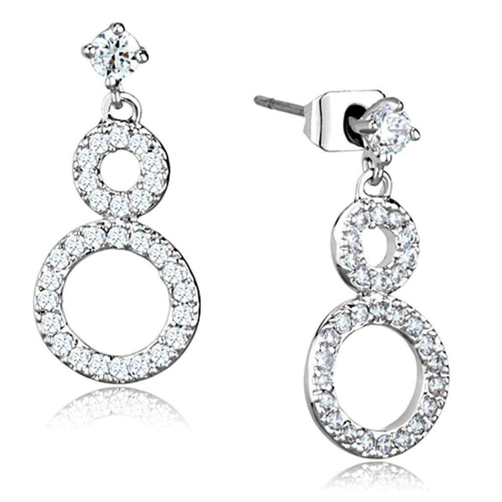 Alamode Rhodium Brass Earrings with AAA Grade CZ in Clear - Alamode - Flyclothing LLC