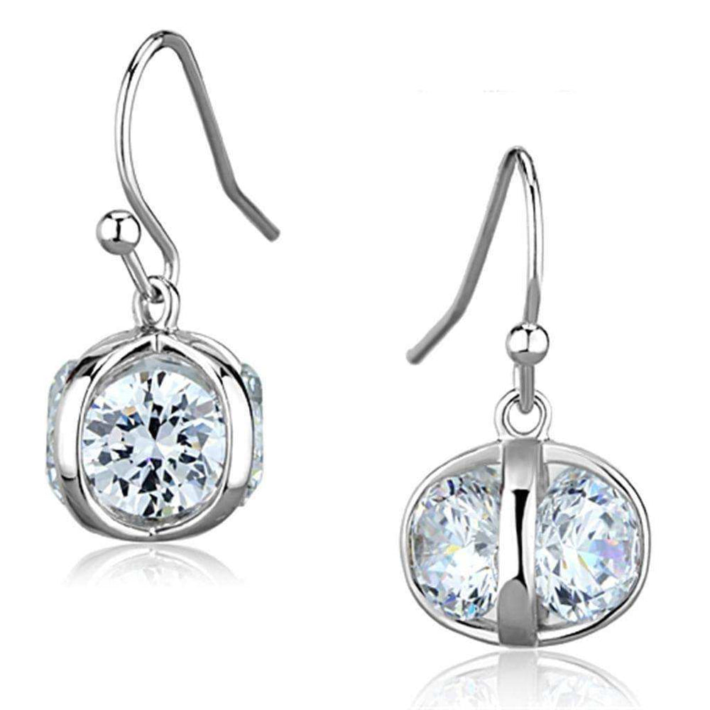 Alamode Rhodium Brass Earrings with AAA Grade CZ in Clear - Alamode - Flyclothing LLC