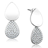 Alamode Rhodium Brass Earrings with AAA Grade CZ in Clear - Alamode - Flyclothing LLC