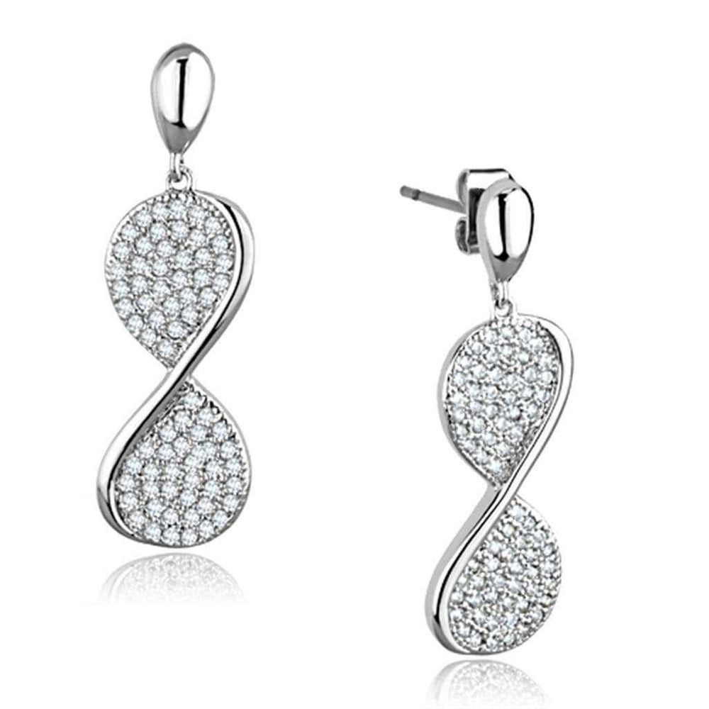 Alamode Rhodium Brass Earrings with AAA Grade CZ in Clear - Alamode - Flyclothing LLC