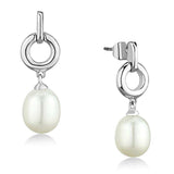 Alamode Rhodium Brass Earrings with Synthetic Pearl in White - Alamode - Flyclothing LLC
