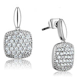 Alamode Rhodium Brass Earrings with AAA Grade CZ in Clear - Alamode - Flyclothing LLC