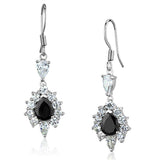 Alamode Rhodium Brass Earrings with AAA Grade CZ in Black Diamond - Alamode - Flyclothing LLC