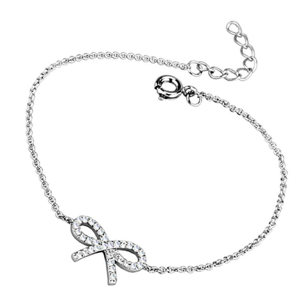 Alamode Rhodium Brass Bracelet with AAA Grade CZ in Clear - Alamode - Flyclothing LLC