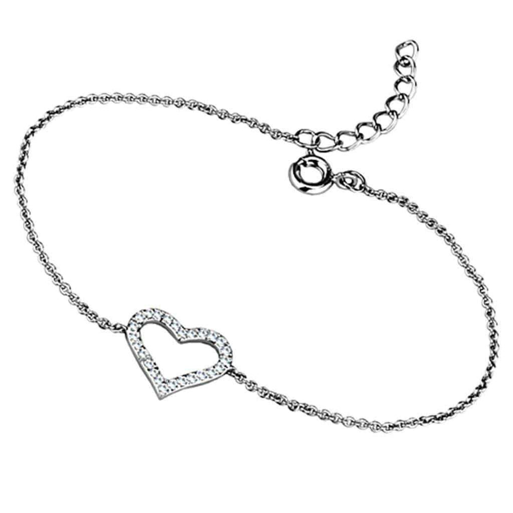 Alamode Rhodium Brass Bracelet with AAA Grade CZ in Clear - Alamode - Flyclothing LLC