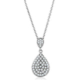 Alamode Rhodium Brass Necklace with AAA Grade CZ in Clear - Alamode - Flyclothing LLC