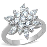Alamode Rhodium Brass Ring with AAA Grade CZ in Clear - Alamode - Flyclothing LLC