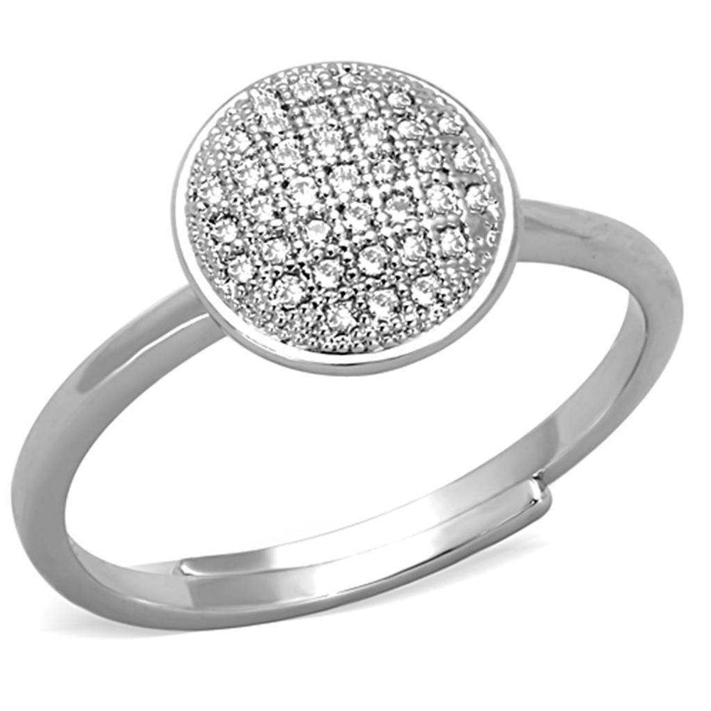 Alamode Rhodium Brass Ring with AAA Grade CZ in Clear - Alamode - Flyclothing LLC