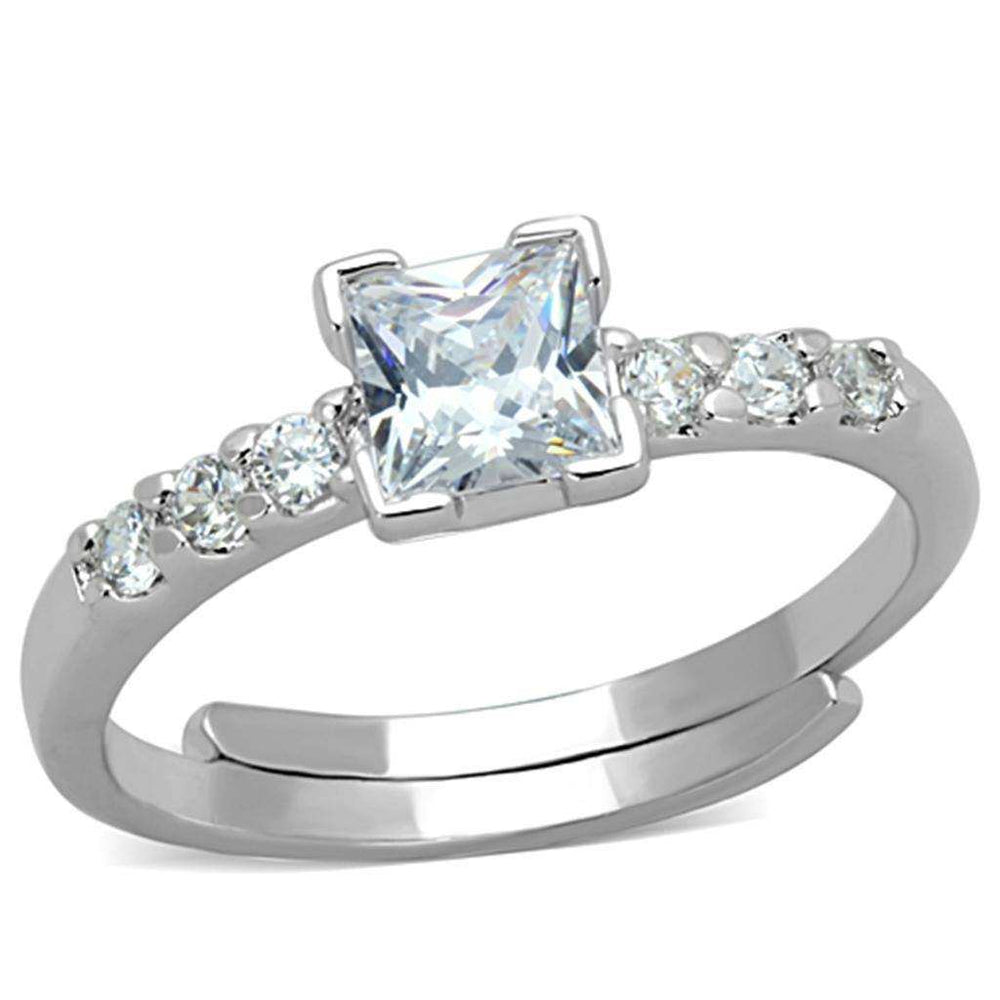 Alamode Rhodium Brass Ring with AAA Grade CZ in Clear - Alamode - Flyclothing LLC