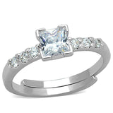 Alamode Rhodium Brass Ring with AAA Grade CZ in Clear - Alamode - Flyclothing LLC