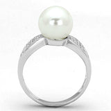 Alamode Rhodium Brass Ring with Synthetic Pearl in White - Alamode - Flyclothing LLC
