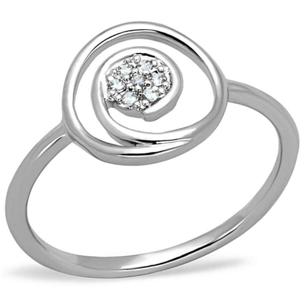 Alamode Rhodium Brass Ring with AAA Grade CZ in Clear - Alamode - Flyclothing LLC