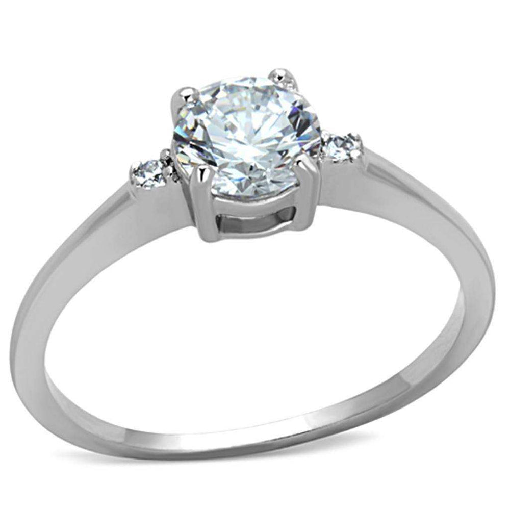 Alamode Rhodium Brass Ring with AAA Grade CZ in Clear - Alamode - Flyclothing LLC