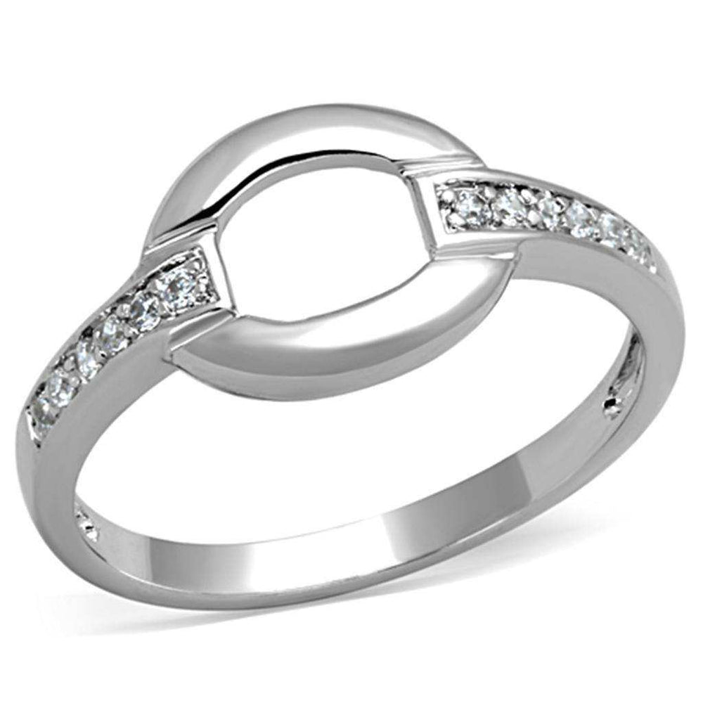 Alamode Rhodium Brass Ring with AAA Grade CZ in Clear - Alamode - Flyclothing LLC
