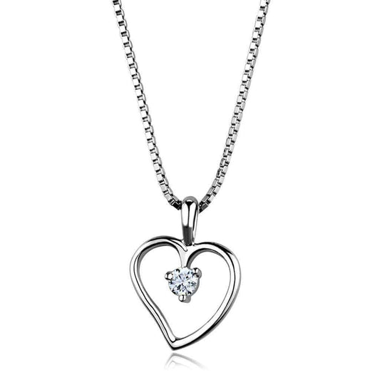 Alamode Rhodium Brass Chain Pendant with AAA Grade CZ in Clear - Alamode - Flyclothing LLC