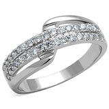 Alamode Rhodium Brass Ring with AAA Grade CZ in Clear - Alamode - Flyclothing LLC