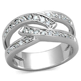 Alamode Rhodium Brass Ring with AAA Grade CZ in Clear - Alamode - Flyclothing LLC