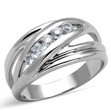 Alamode Rhodium Brass Ring with AAA Grade CZ in Clear - Alamode - Flyclothing LLC