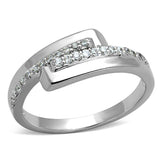 Alamode Rhodium Brass Ring with AAA Grade CZ in Clear - Alamode - Flyclothing LLC